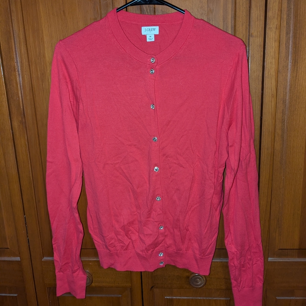 J. Crew Vibrant Pink Button-Up Cardigan